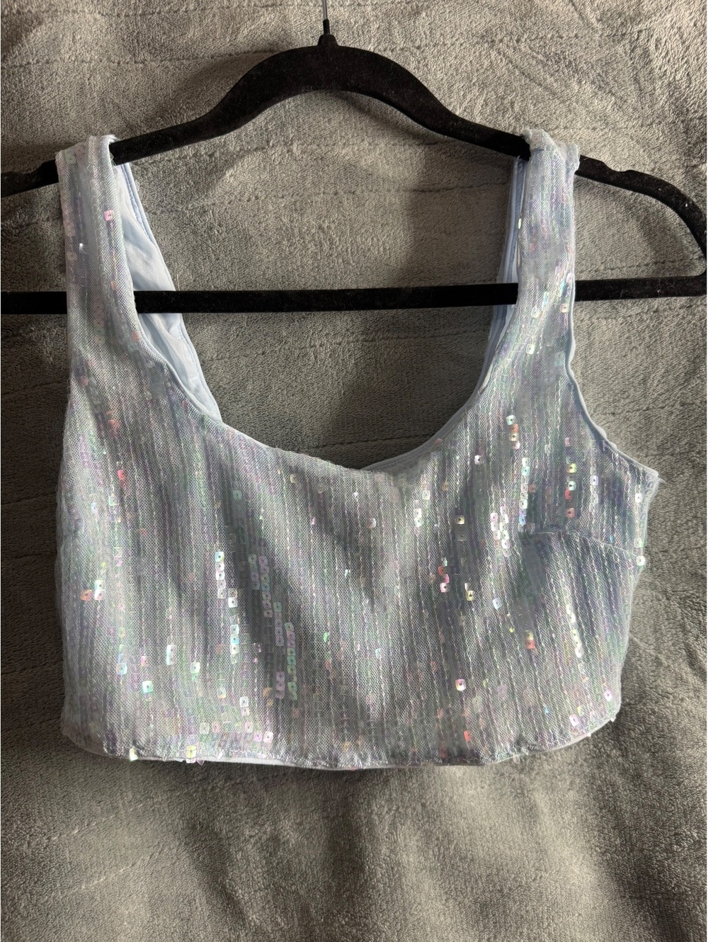 Victoria’s Secret Iridescent Sequin Mesh Crop Top XS Holographic Y2K NWOT
